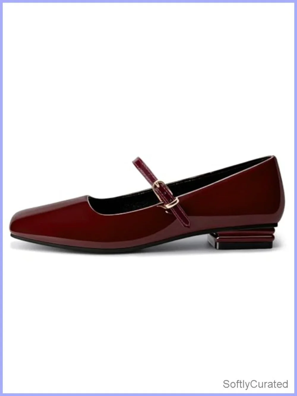 Mary Jane Flats Square Toe Ballet Flats Adjustable Ankle Strap Block Heel
